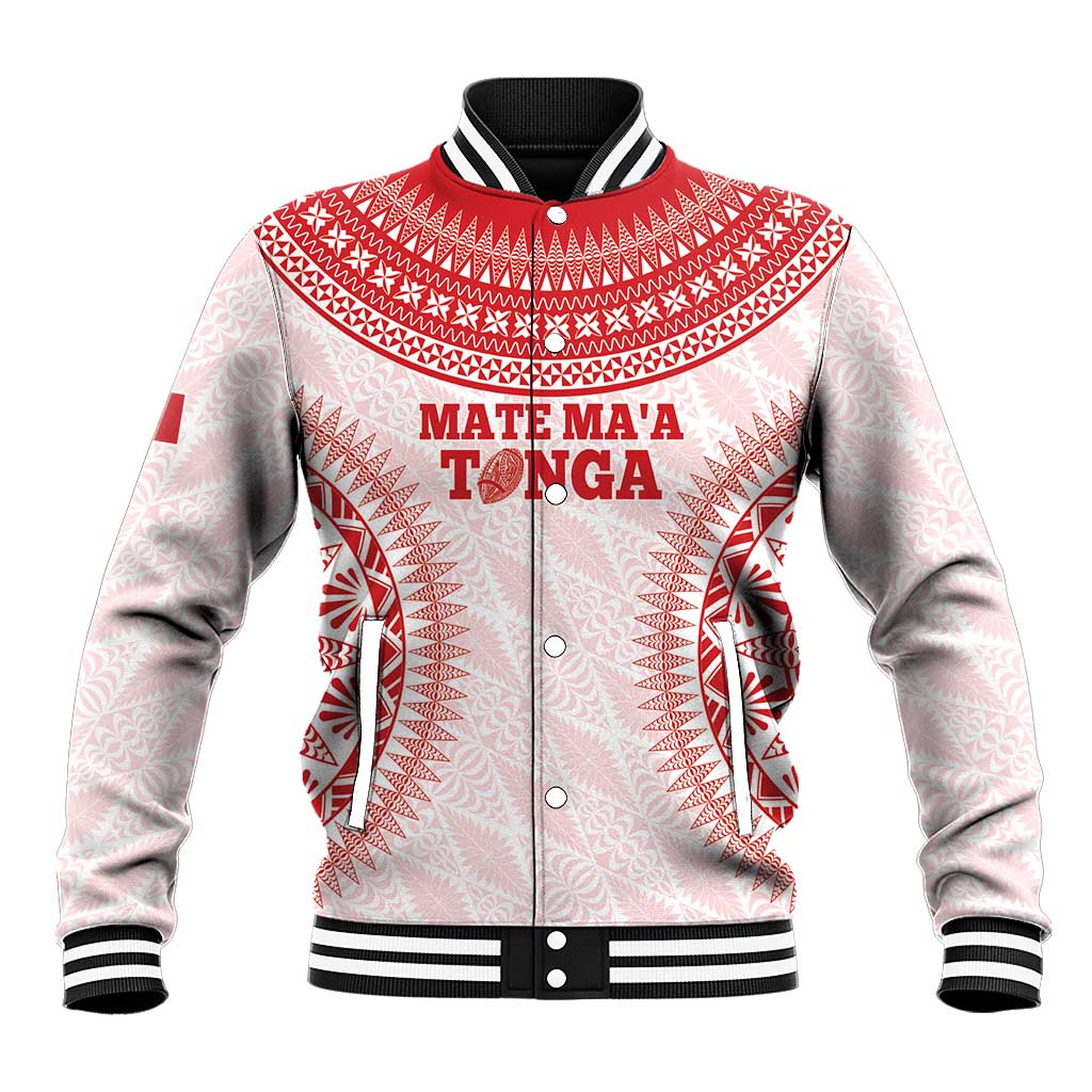 Custom Tonga Mate Maa Baseball Jacket Go Champions Tongan Ngatu - White