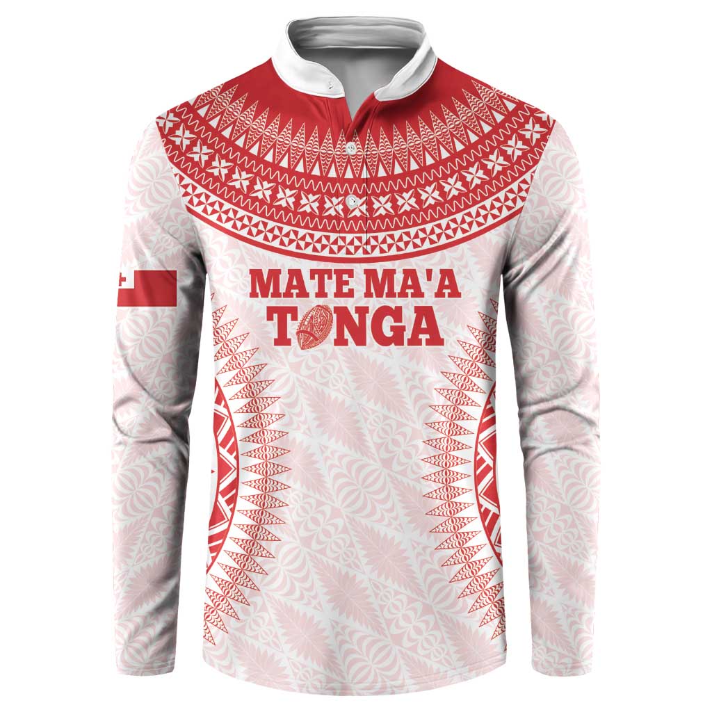 Custom Tonga Mate Maa Button Sweatshirt Go Champions Tongan Ngatu - White