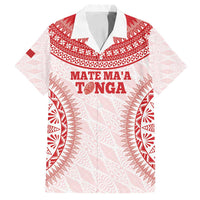 Custom Tonga Mate Maa Family Matching Off Shoulder Short Dress and Hawaiian Shirt Go Champions Tongan Ngatu - White LT14 Dad's Shirt - Short Sleeve White - Polynesian Pride