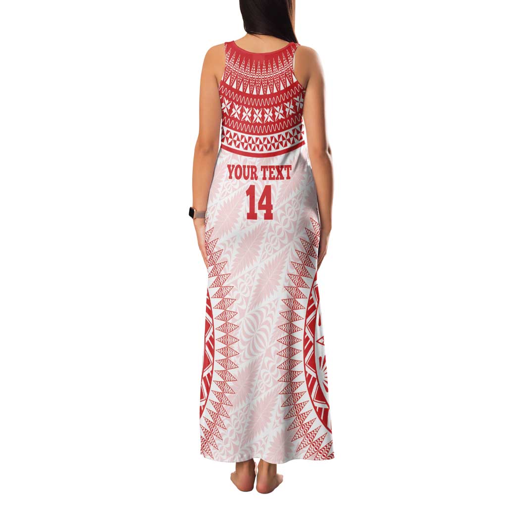 Custom Tonga Mate Maa Family Matching Tank Maxi Dress and Hawaiian Shirt Go Champions Tongan Ngatu - White LT14 - Polynesian Pride