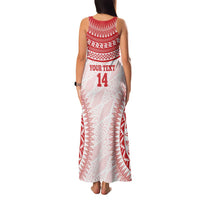 Custom Tonga Mate Maa Family Matching Tank Maxi Dress and Hawaiian Shirt Go Champions Tongan Ngatu - White LT14 - Polynesian Pride