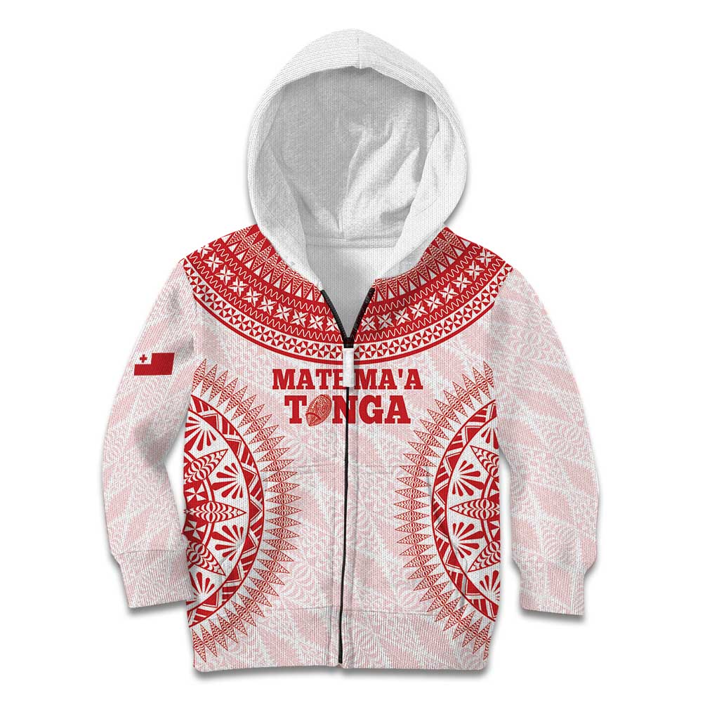 Custom Tonga Mate Maa Kid Hoodie Go Champions Tongan Ngatu - White