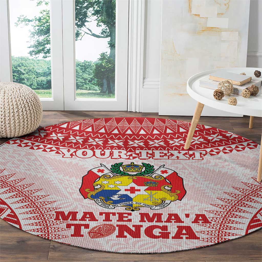 Custom Tonga Mate Maa Round Carpet Go Champions Tongan Ngatu - White