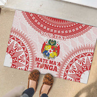 Custom Tonga Mate Maa Rubber Doormat Go Champions Tongan Ngatu - White