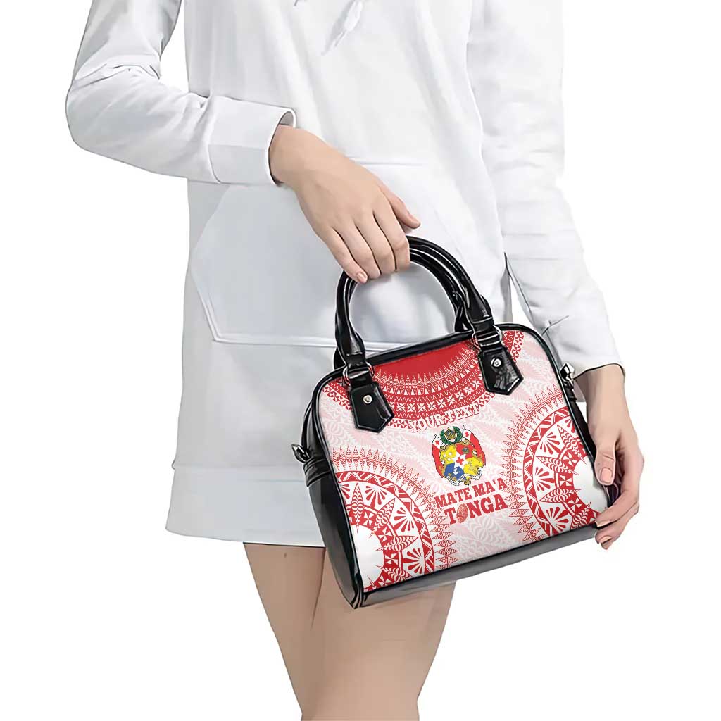 Custom Tonga Mate Maa Shoulder Handbag Go Champions Tongan Ngatu - White