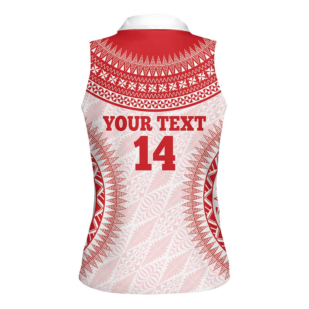 Custom Tonga Mate Maa Women Sleeveless Polo Shirt Go Champions Tongan Ngatu - White