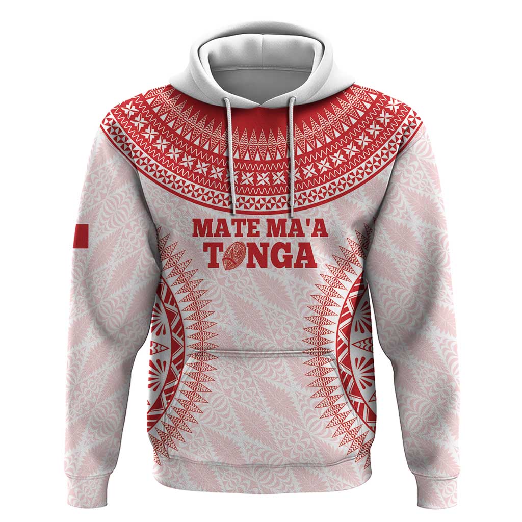 Custom Tonga Mate Maa Zip Hoodie Go Champions Tongan Ngatu - White