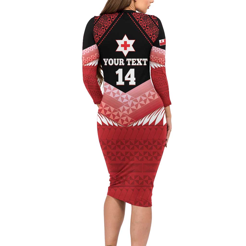 Custom Mate Maa Tonga XIII Family Matching Long Sleeve Bodycon Dress and Hawaiian Shirt Tongan Kupesi Ngatu - Rugby Style