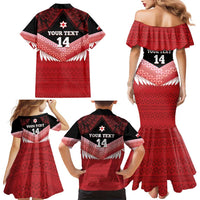 Custom Mate Maa Tonga XIII Family Matching Mermaid Dress and Hawaiian Shirt Tongan Kupesi Ngatu - Rugby Style