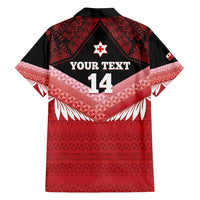 Custom Mate Maa Tonga XIII Family Matching Off Shoulder Short Dress and Hawaiian Shirt Tongan Kupesi Ngatu - Rugby Style LT14 - Polynesian Pride