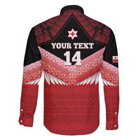Custom Mate Maa Tonga XIII Family Matching Off Shoulder Short Dress and Hawaiian Shirt Tongan Kupesi Ngatu - Rugby Style LT14 - Polynesian Pride