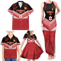 Custom Mate Maa Tonga XIII Family Matching Tank Maxi Dress and Hawaiian Shirt Tongan Kupesi Ngatu - Rugby Style LT14 - Polynesian Pride