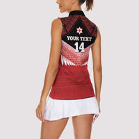 Custom Mate Maa Tonga XIII Women Sleeveless Polo Shirt Tongan Kupesi Ngatu - Rugby Style