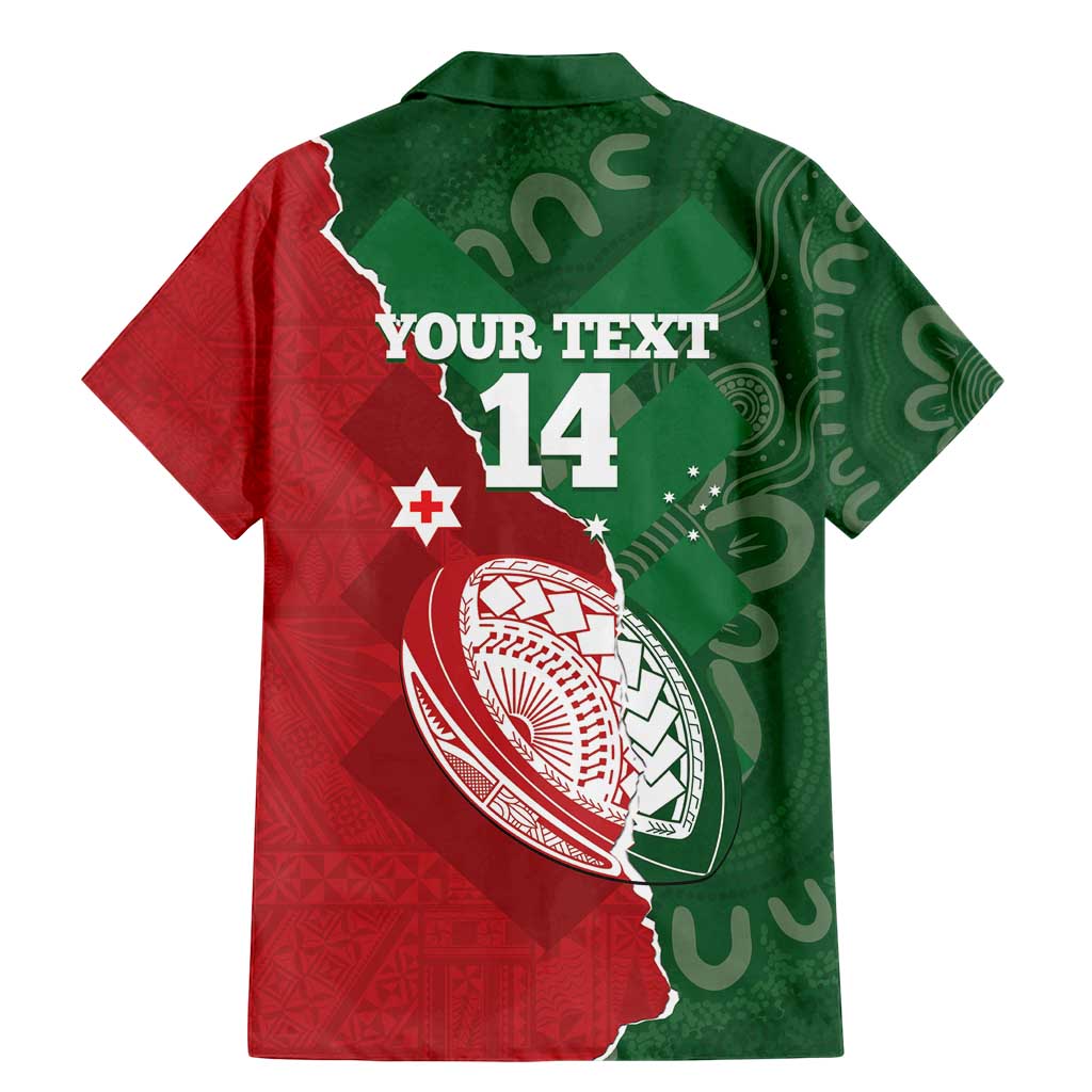 Custom Tonga And Australia Rugby Family Matching Mermaid Dress and Hawaiian Shirt Mate Maa Tongan Ngatu Mix Kangaroos Aboriginal