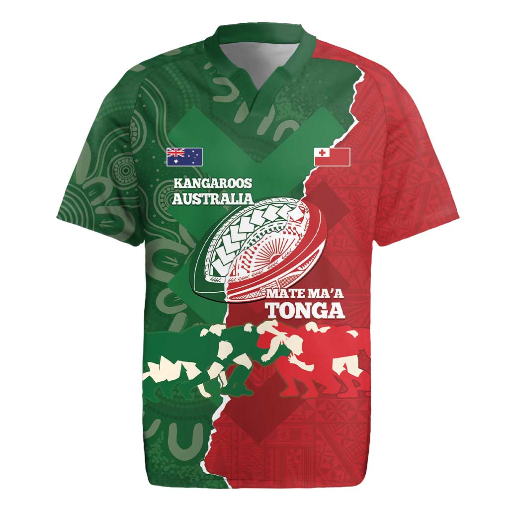 Custom Tonga And Australia Rugby Rugby Jersey Mate Maa Tongan Ngatu Mix Kangaroos Aboriginal