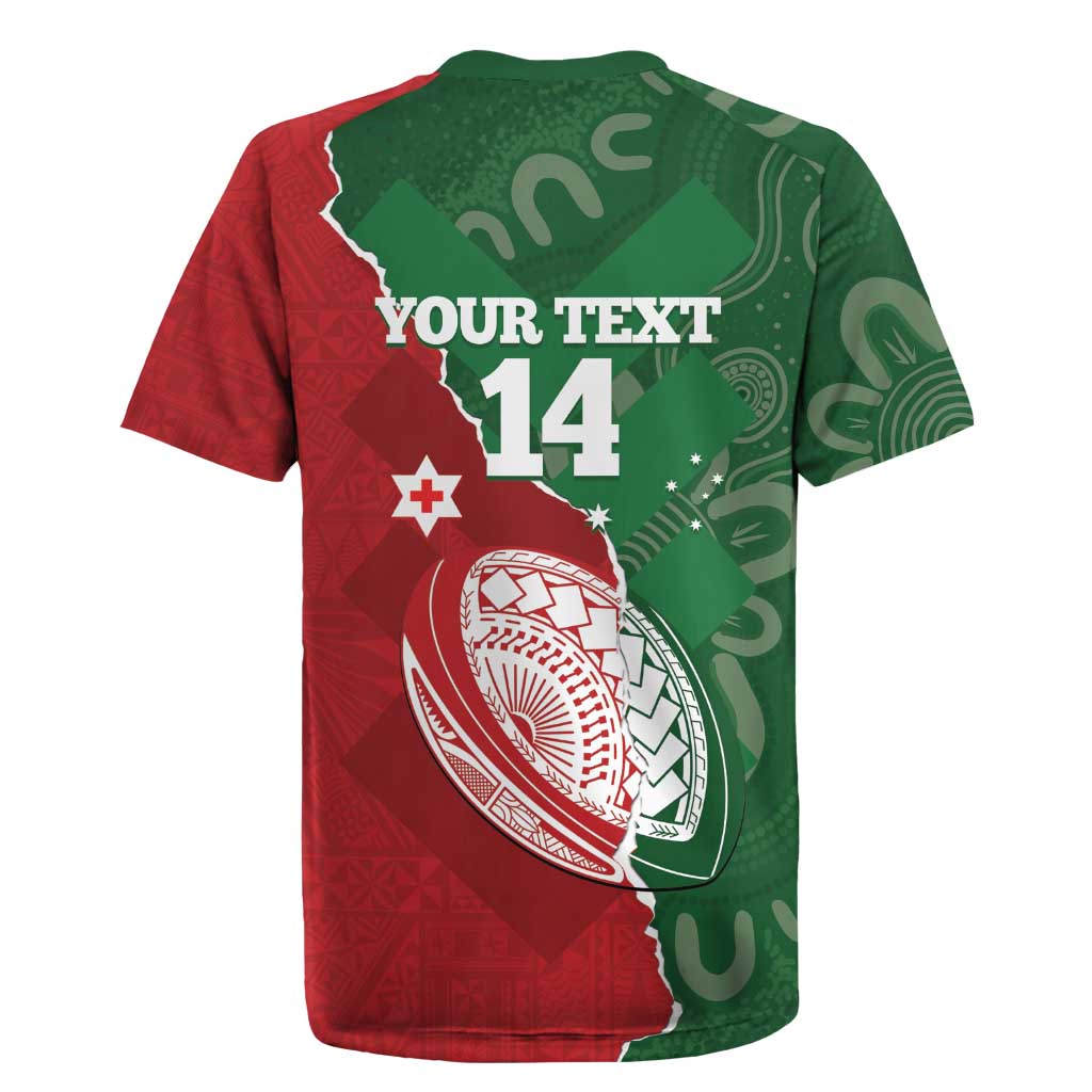Custom Tonga And Australia Rugby Rugby Jersey Mate Maa Tongan Ngatu Mix Kangaroos Aboriginal
