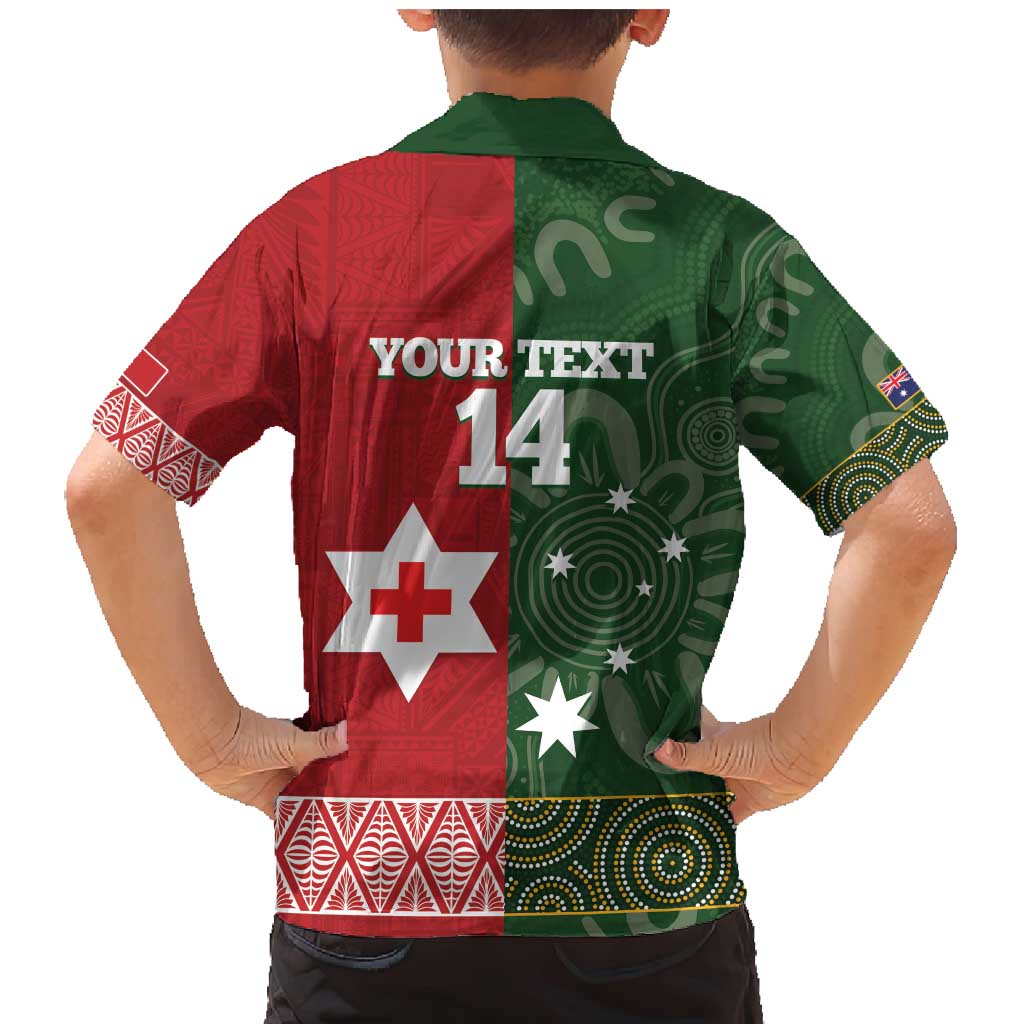 Custom Mate Maa Tonga And Kangaroo Australia Family Matching Mermaid Dress and Hawaiian Shirt Tongan Kupesi Mix Aboriginal Art