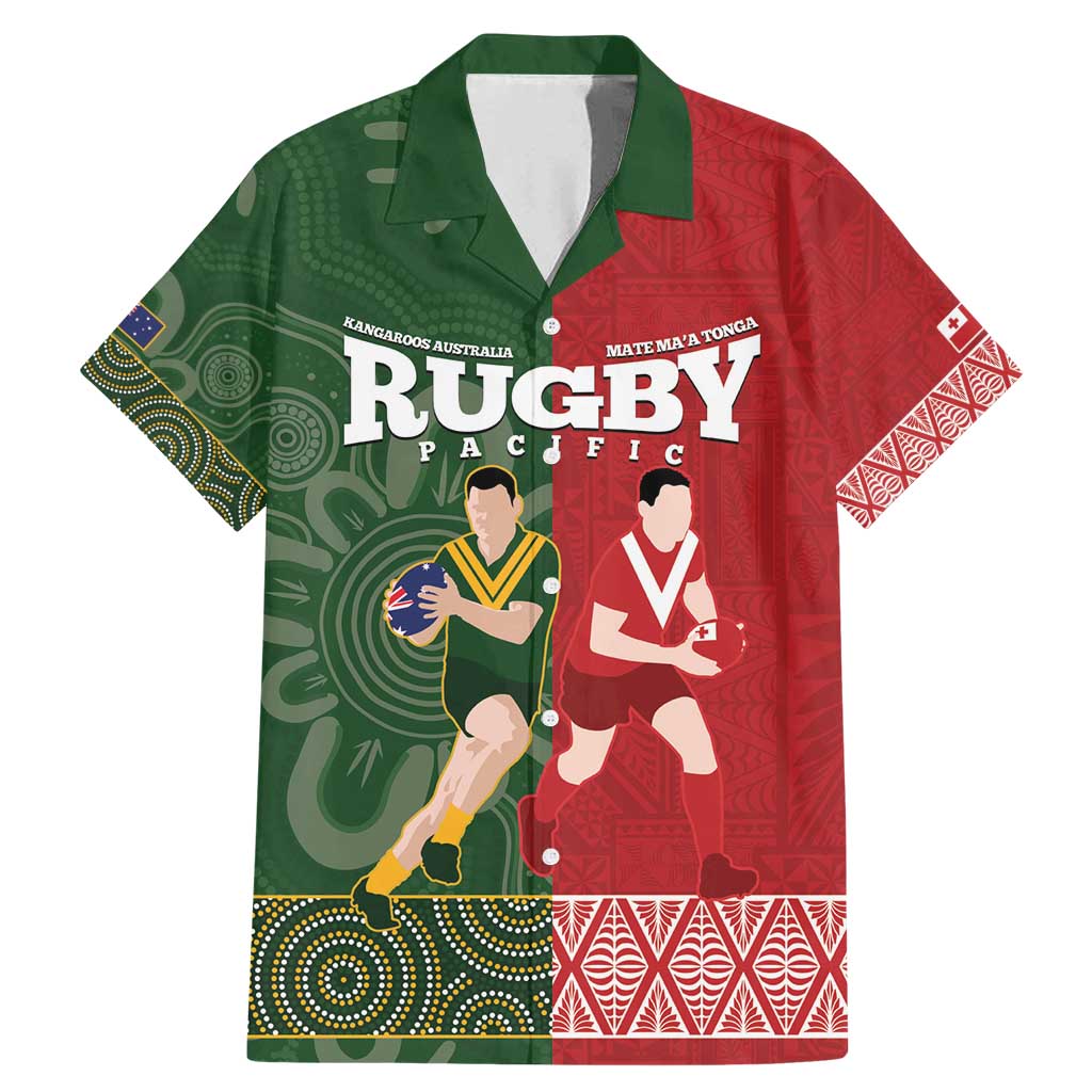 Custom Mate Maa Tonga And Kangaroo Australia Family Matching Mermaid Dress and Hawaiian Shirt Tongan Kupesi Mix Aboriginal Art