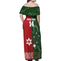 Custom Mate Maa Tonga And Kangaroo Australia Family Matching Off Shoulder Maxi Dress and Hawaiian Shirt Tongan Kupesi Mix Aboriginal Art LT14 - Polynesian Pride
