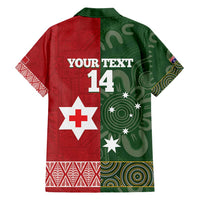 Custom Mate Maa Tonga And Kangaroo Australia Family Matching Off Shoulder Short Dress and Hawaiian Shirt Tongan Kupesi Mix Aboriginal Art LT14 - Polynesian Pride