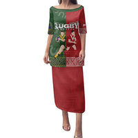 Custom Mate Maa Tonga And Kangaroo Australia Family Matching Puletasi and Hawaiian Shirt Tongan Kupesi Mix Aboriginal Art LT14 Mom's Dress Green - Polynesian Pride