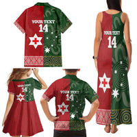 Custom Mate Maa Tonga And Kangaroo Australia Family Matching Tank Maxi Dress and Hawaiian Shirt Tongan Kupesi Mix Aboriginal Art LT14 - Polynesian Pride