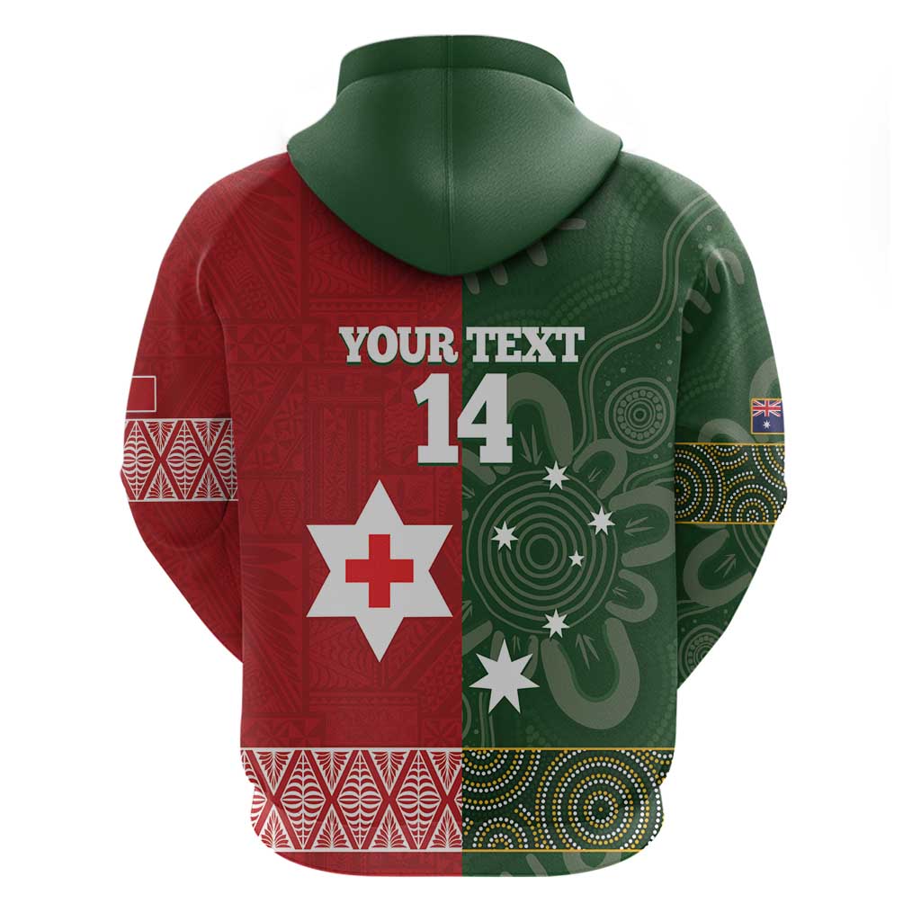 Custom Mate Maa Tonga And Kangaroo Australia Hoodie Tongan Kupesi Mix Aboriginal Art