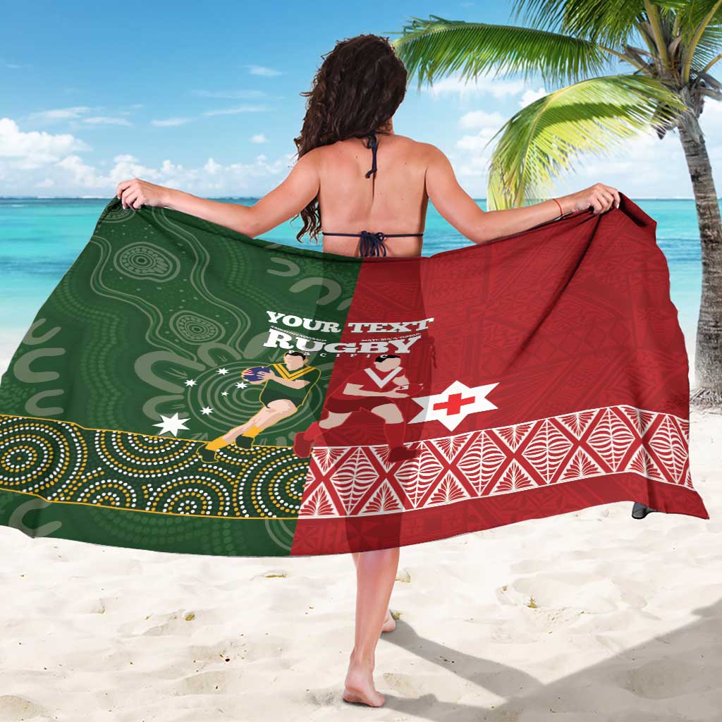 Custom Mate Maa Tonga And Kangaroo Australia Sarong Tongan Kupesi Mix Aboriginal Art