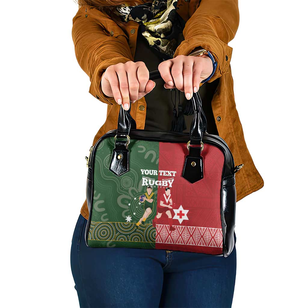 Custom Mate Maa Tonga And Kangaroo Australia Shoulder Handbag Tongan Kupesi Mix Aboriginal Art