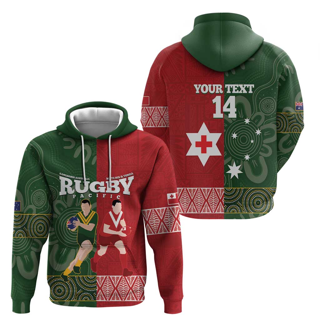 Custom Mate Maa Tonga And Kangaroo Australia Zip Hoodie Tongan Kupesi Mix Aboriginal Art