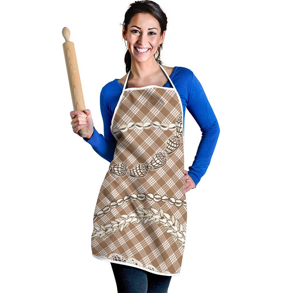 Brown Aloha Hawaii Shell Lei Apron Palaka Hebrew Cone Honey Cowrie Elegant Curves - Polynesian Pride