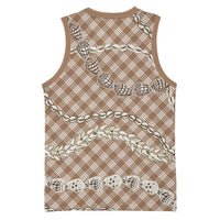 Brown Aloha Hawaii Shell Lei Basketball Jersey Palaka Hebrew Cone Honey Cowrie Elegant Curves - Polynesian Pride