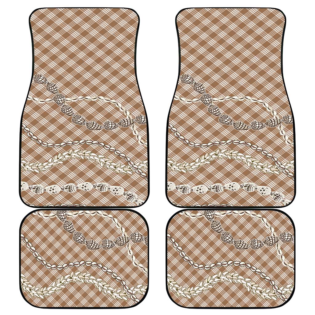 Brown Aloha Hawaii Shell Lei Car Mats Palaka Hebrew Cone Honey Cowrie Elegant Curves - Polynesian Pride