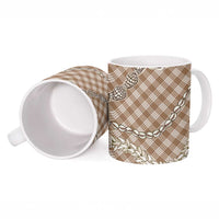 Brown Aloha Hawaii Shell Lei Ceramic Mug Palaka Hebrew Cone Honey Cowrie Elegant Curves - Polynesian Pride