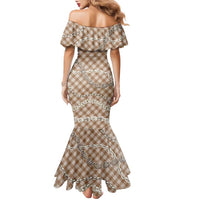 Brown Aloha Hawaii Shell Lei Family Matching Mermaid Dress and Hawaiian Shirt Palaka Hebrew Cone Honey Cowrie Elegant Curves LT14 - Polynesian Pride