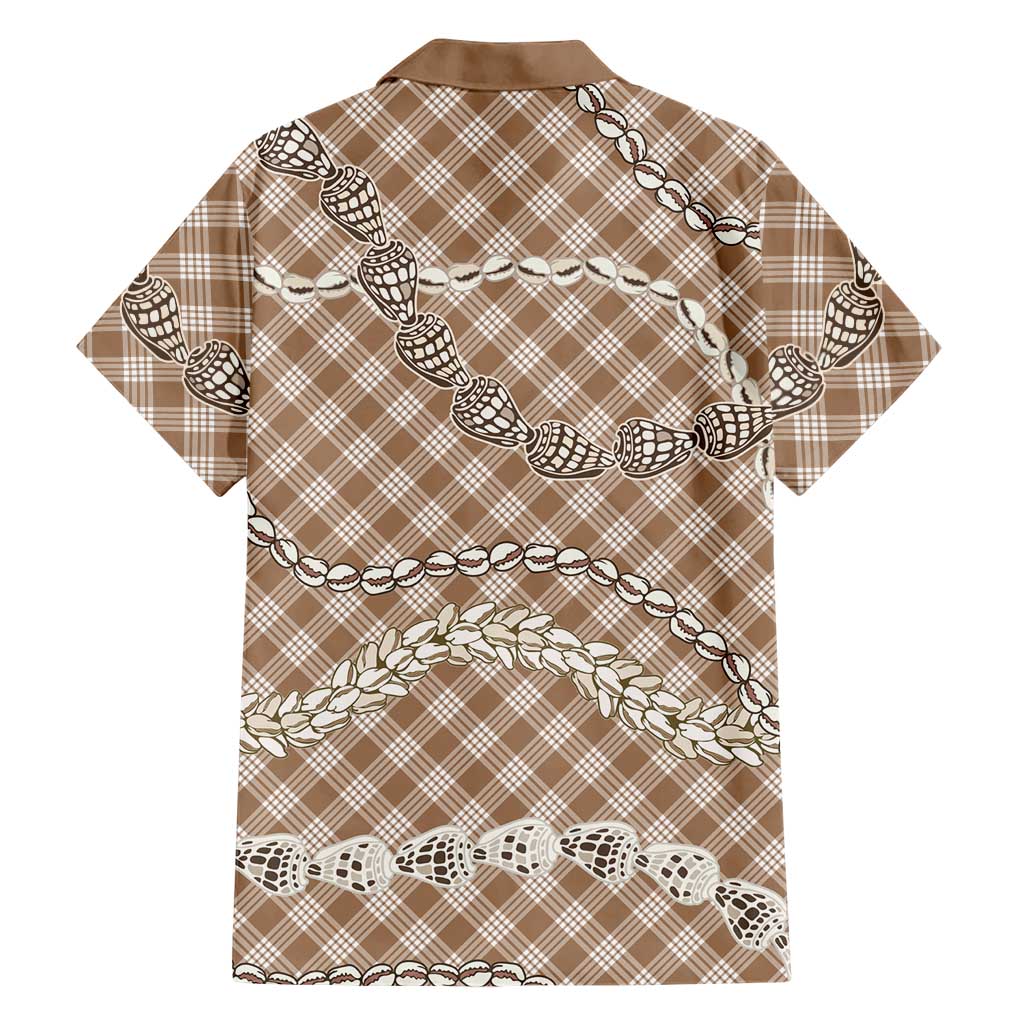 Brown Aloha Hawaii Shell Lei Family Matching Off Shoulder Maxi Dress and Hawaiian Shirt Palaka Hebrew Cone Honey Cowrie Elegant Curves LT14 - Polynesian Pride