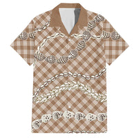 Brown Aloha Hawaii Shell Lei Hawaiian Shirt Palaka Hebrew Cone Honey Cowrie Elegant Curves - Polynesian Pride