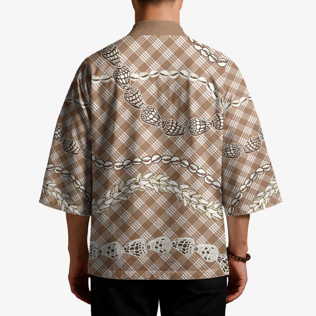 Brown Aloha Hawaii Shell Lei Kimono Palaka Hebrew Cone Honey Cowrie Elegant Curves - Polynesian Pride