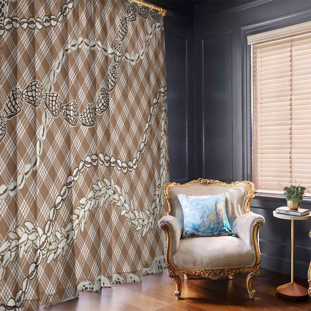 Brown Aloha Hawaii Shell Lei Window Curtain Palaka Hebrew Cone Honey Cowrie Elegant Curves - Polynesian Pride