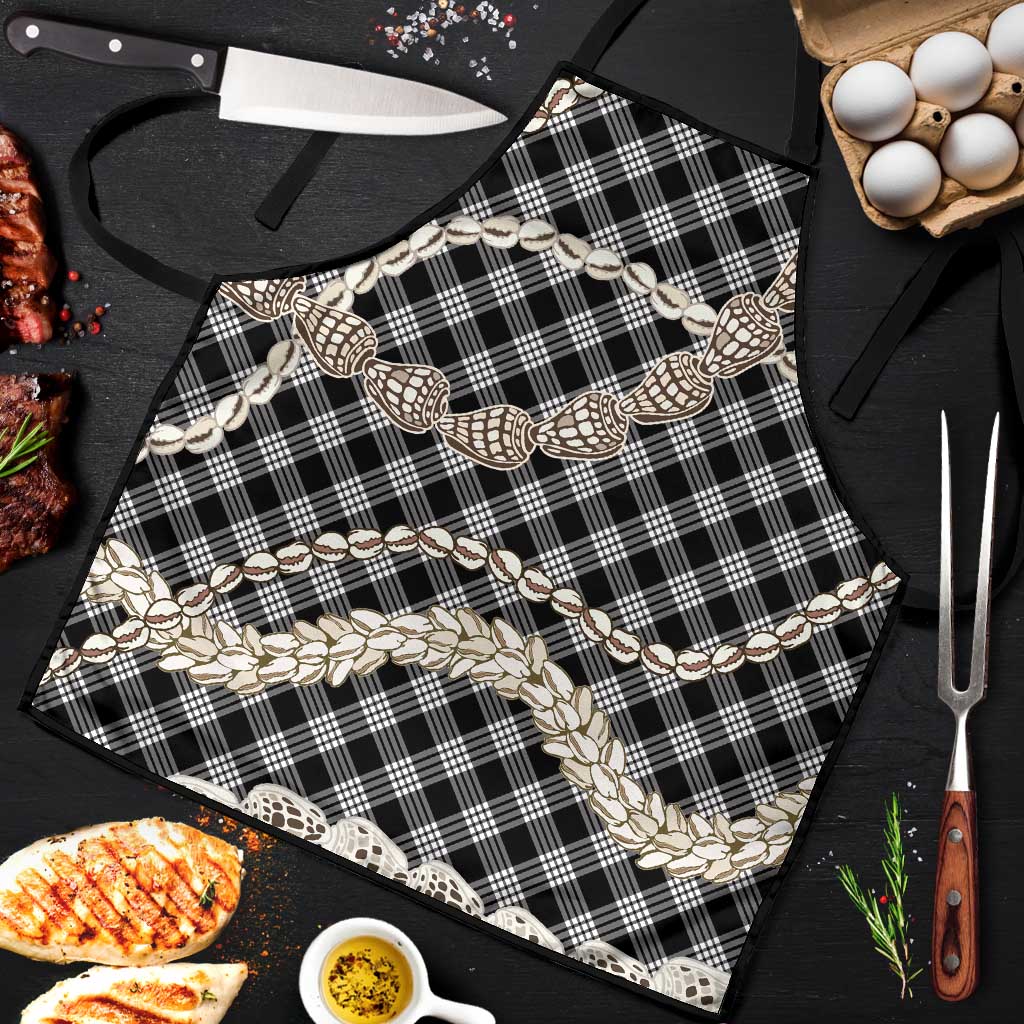 Black Aloha Hawaii Shell Lei Apron Palaka Hebrew Cone Honey Cowrie Elegant Curves - Polynesian Pride