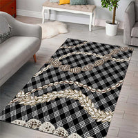 Black Aloha Hawaii Shell Lei Area Rug Palaka Hebrew Cone Honey Cowrie Elegant Curves - Polynesian Pride