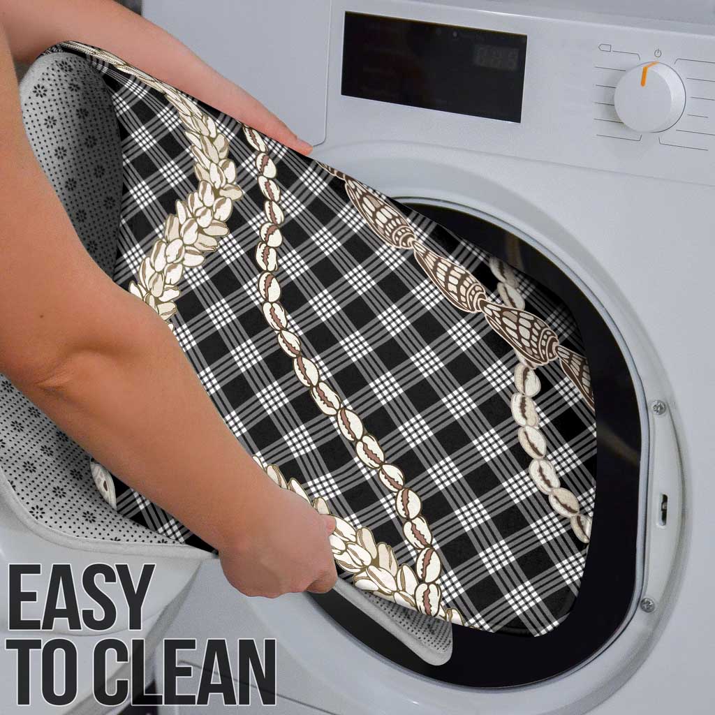 Black Aloha Hawaii Shell Lei Bathroom Set Palaka Hebrew Cone Honey Cowrie Elegant Curves - Polynesian Pride