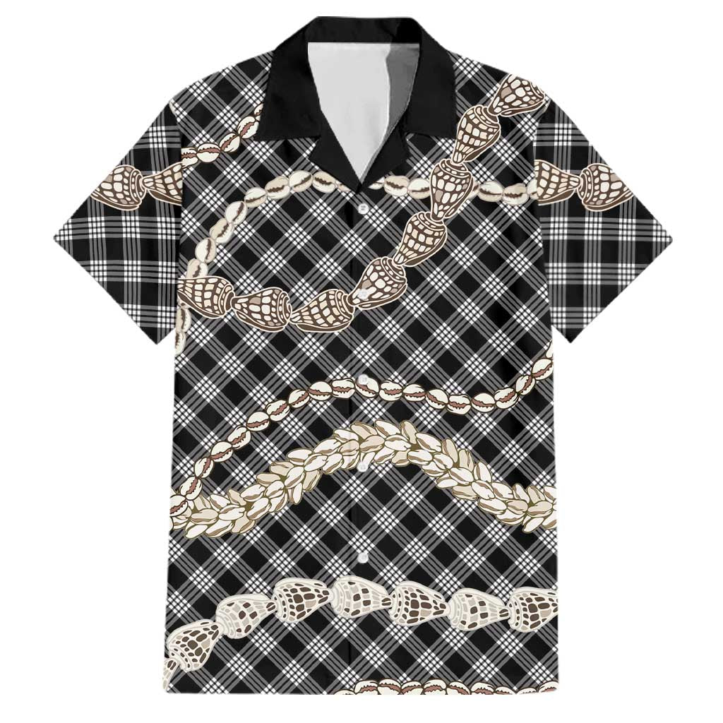 Black Aloha Hawaii Shell Lei Family Matching Long Sleeve Bodycon Dress and Hawaiian Shirt Palaka Hebrew Cone Honey Cowrie Elegant Curves LT14 Dad's Shirt - Short Sleeve Black - Polynesian Pride