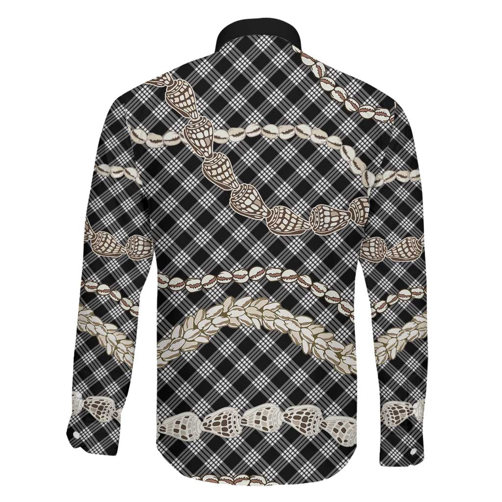 Black Aloha Hawaii Shell Lei Family Matching Mermaid Dress and Hawaiian Shirt Palaka Hebrew Cone Honey Cowrie Elegant Curves LT14 - Polynesian Pride