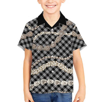Black Aloha Hawaii Shell Lei Family Matching Mermaid Dress and Hawaiian Shirt Palaka Hebrew Cone Honey Cowrie Elegant Curves LT14 Son's Shirt Black - Polynesian Pride