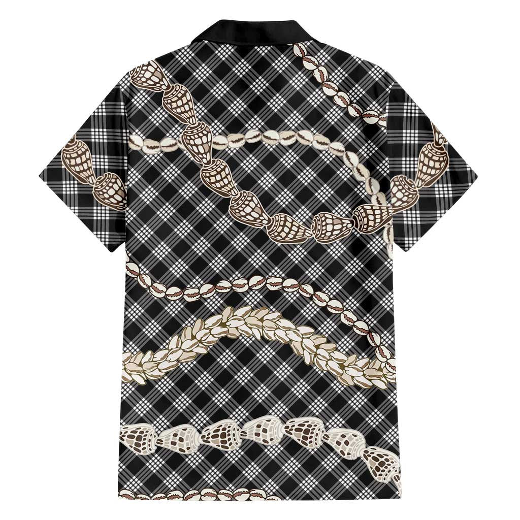 Black Aloha Hawaii Shell Lei Family Matching Short Sleeve Bodycon Dress and Hawaiian Shirt Palaka Hebrew Cone Honey Cowrie Elegant Curves LT14 - Polynesian Pride