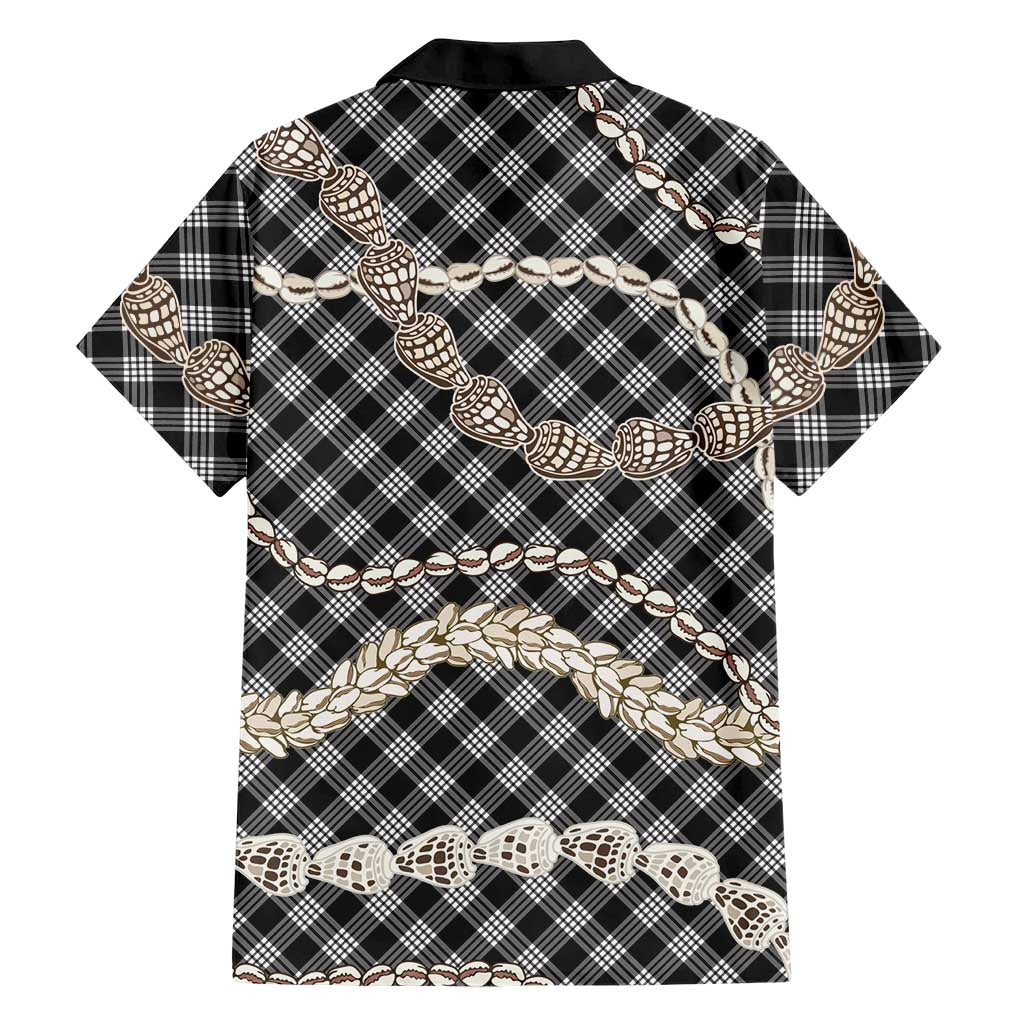 Black Aloha Hawaii Shell Lei Hawaiian Shirt Palaka Hebrew Cone Honey Cowrie Elegant Curves - Polynesian Pride