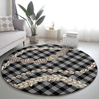 Black Aloha Hawaii Shell Lei Round Carpet Palaka Hebrew Cone Honey Cowrie Elegant Curves - Polynesian Pride