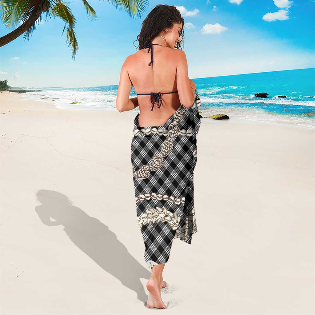 Black Aloha Hawaii Shell Lei Sarong Palaka Hebrew Cone Honey Cowrie Elegant Curves - Polynesian Pride