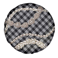 Black Aloha Hawaii Shell Lei Spare Tire Cover Palaka Hebrew Cone Honey Cowrie Elegant Curves - Polynesian Pride